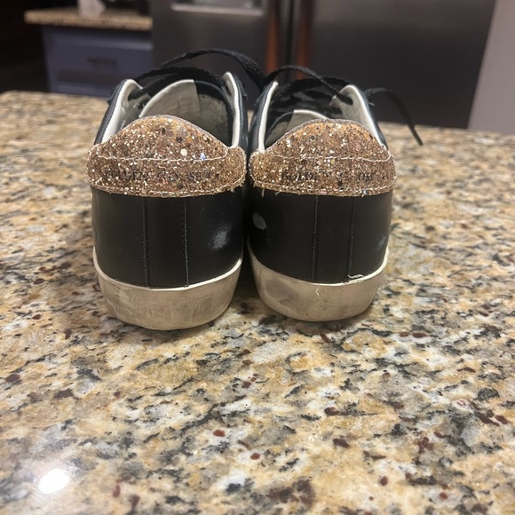 Golden Goose Superstar Leather Glitter Low-Top Sneakers Size 37 Black and Gold - Picture 5 of 11